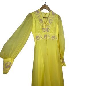 MONTGOMERY WARD Vintage Light Yellow Maxi Formal Dress Size 5/6